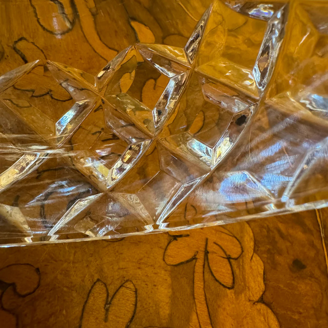 Vintage Crystal Cut Trinket Bowl