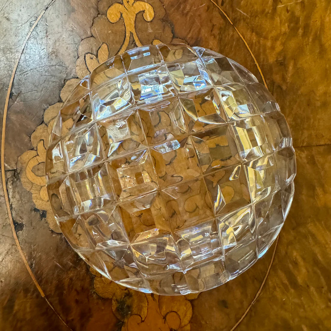 Vintage Crystal Cut Trinket Bowl