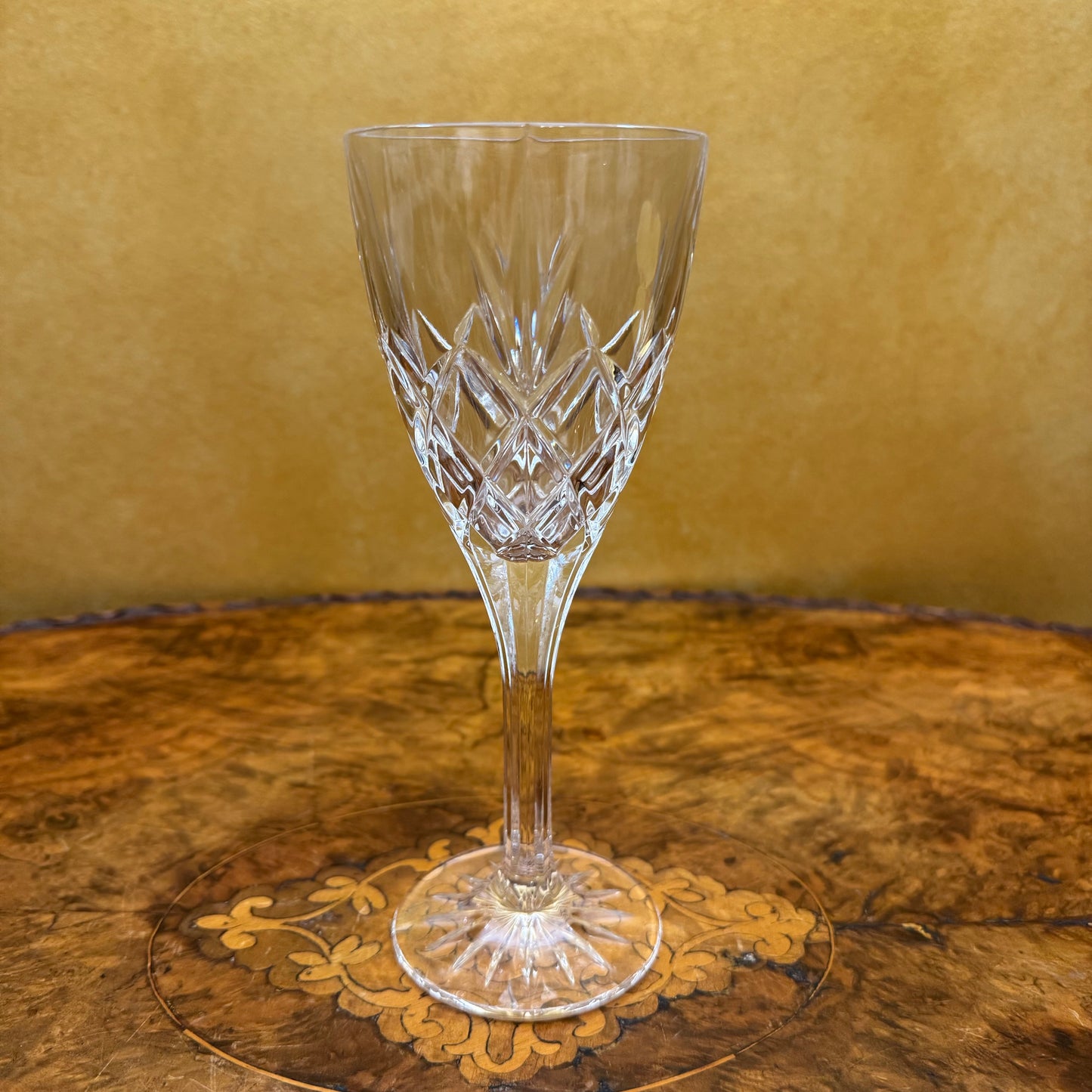 Vintage Crystal Cut Wine Glasses Set Of Five