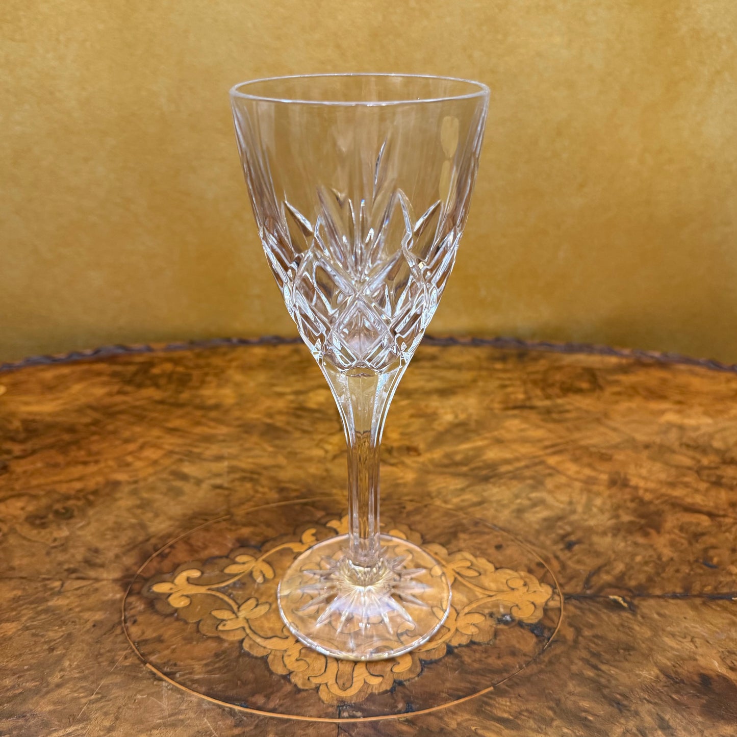 Vintage Crystal Cut Wine Glasses Set Of Five