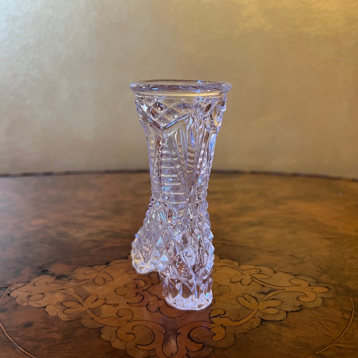 Vintage Glass Cut Shoe Vase