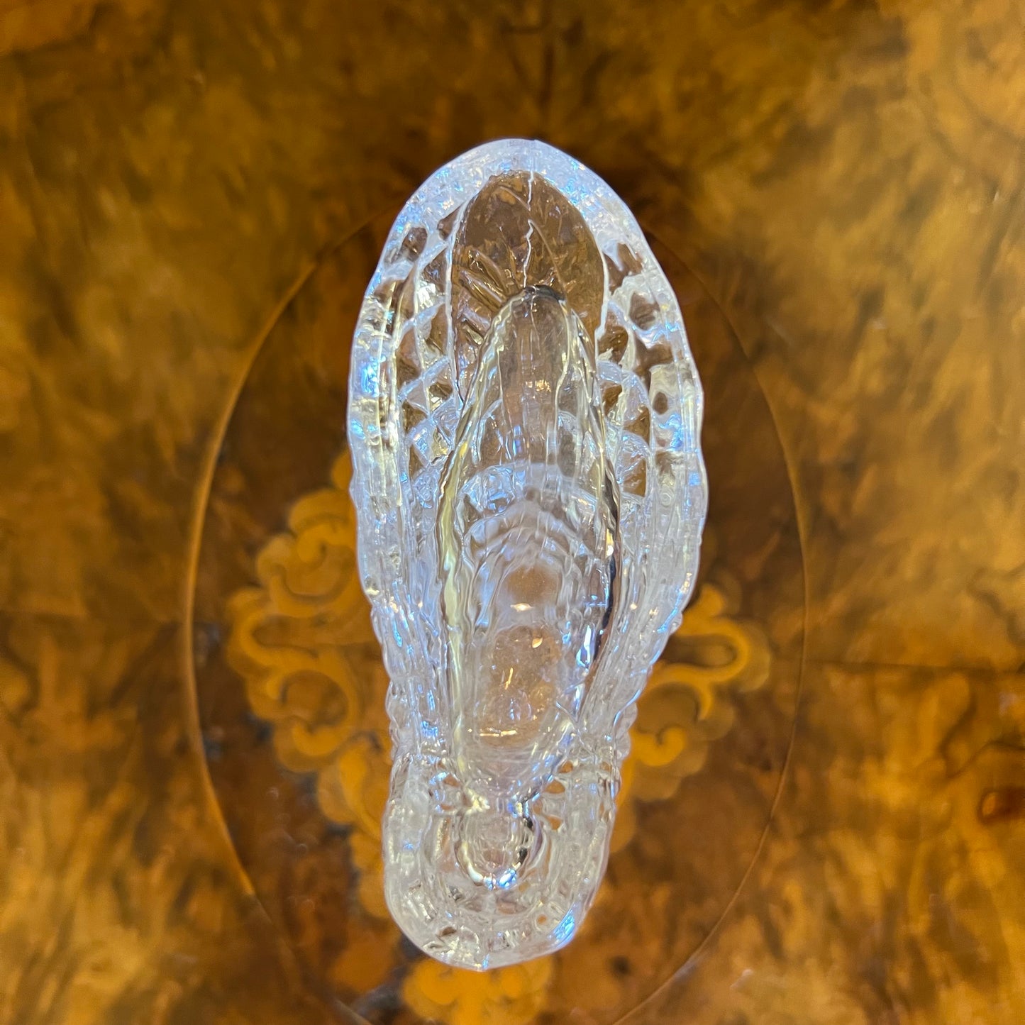 Vintage Glass Cut Shoe Vase