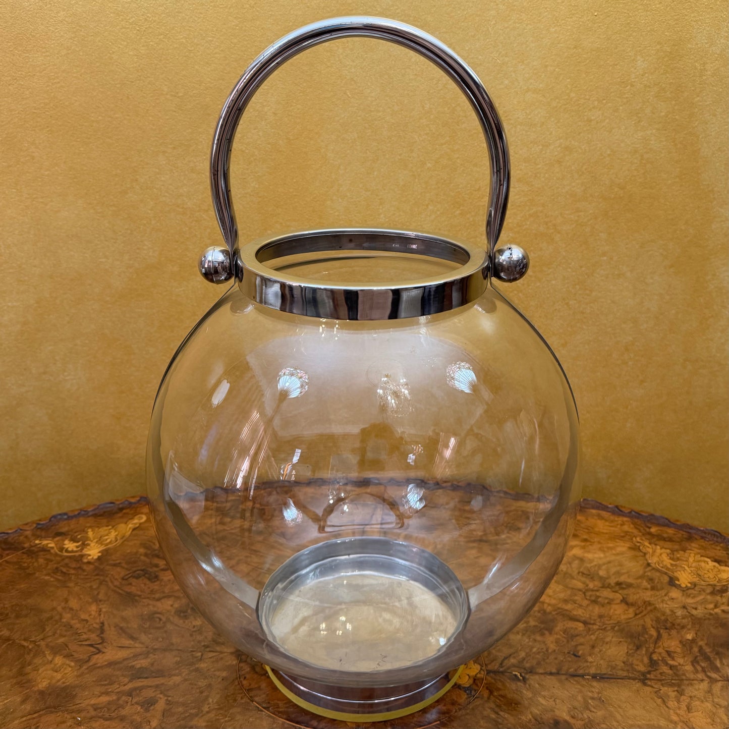 Glass Lantern with Stainless Steel Handle Pair