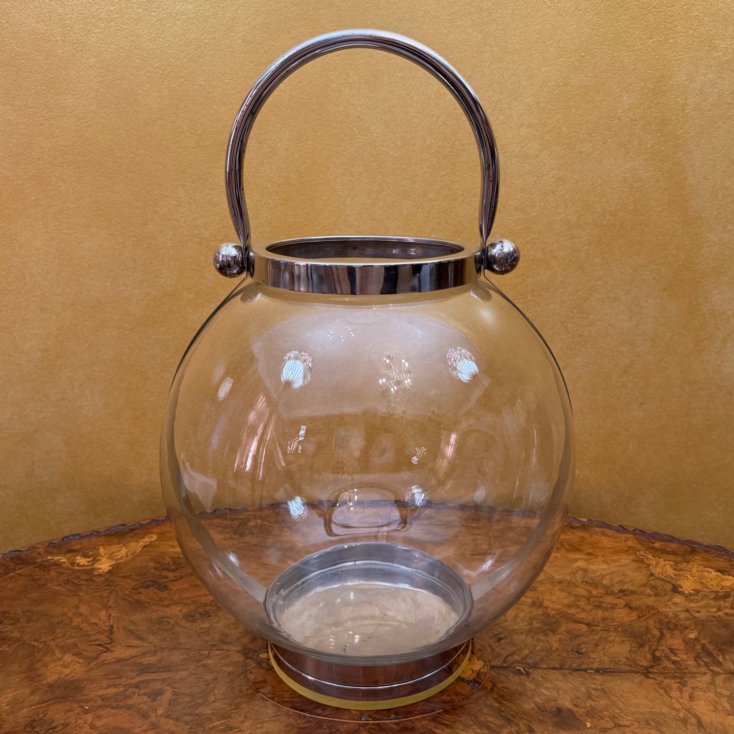 Glass Lantern with Stainless Steel Handle Pair