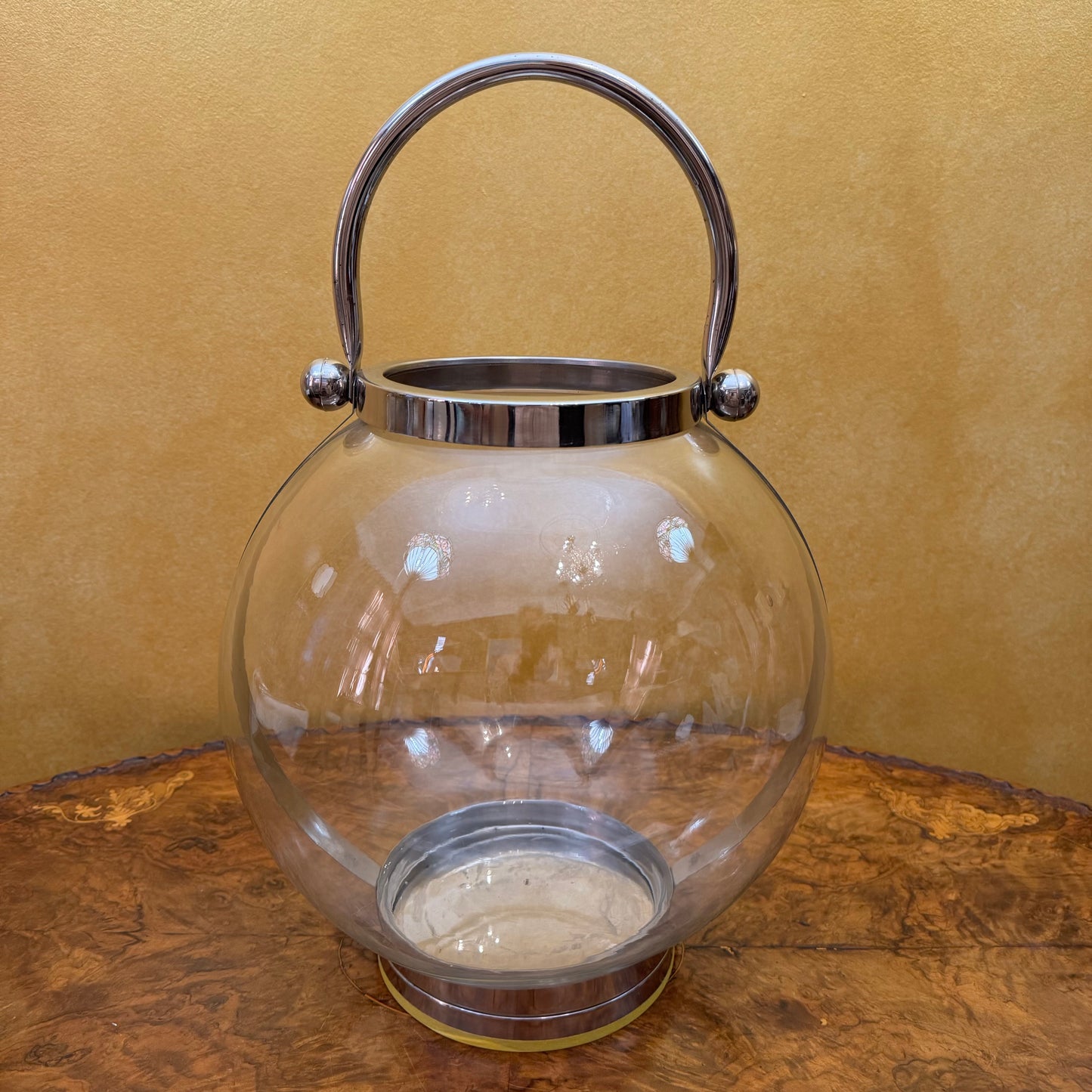 Glass Lantern with Stainless Steel Handle Pair