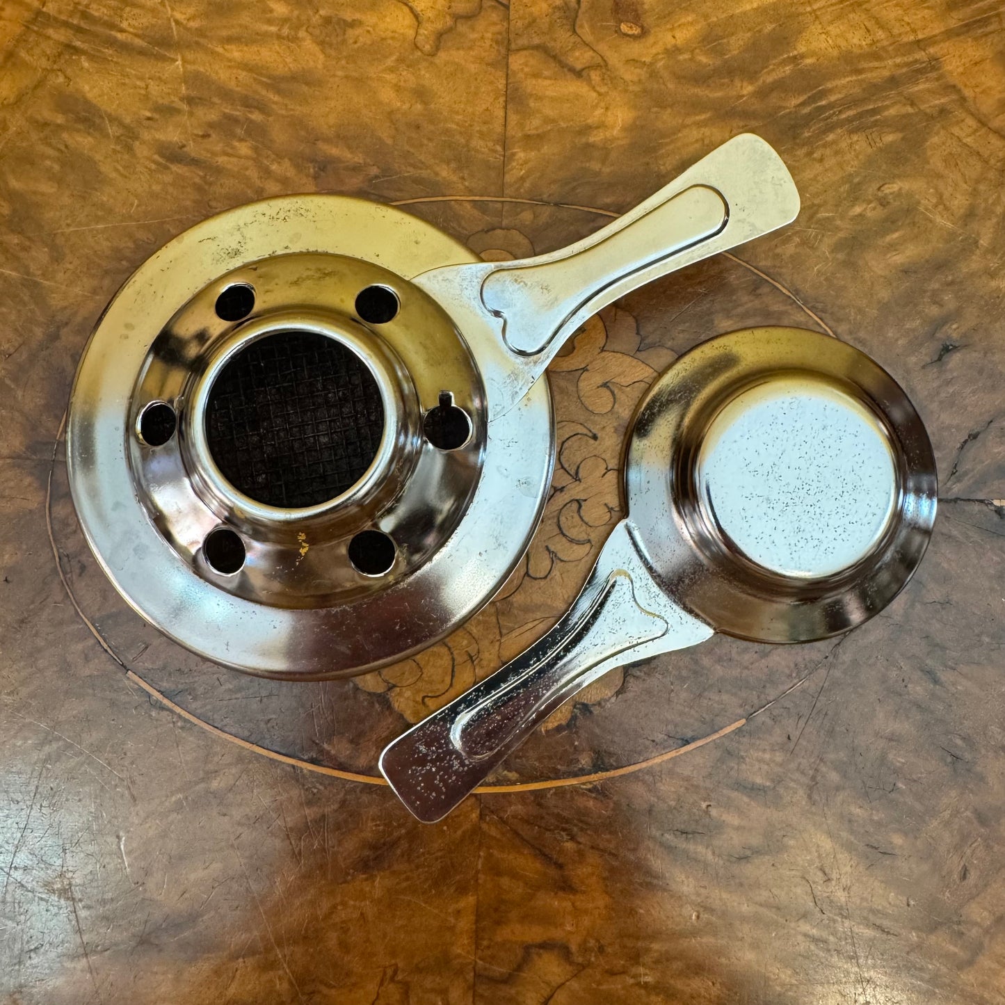 Vintage Stainless Steel Japanese Fondue Pot Set With Skewers