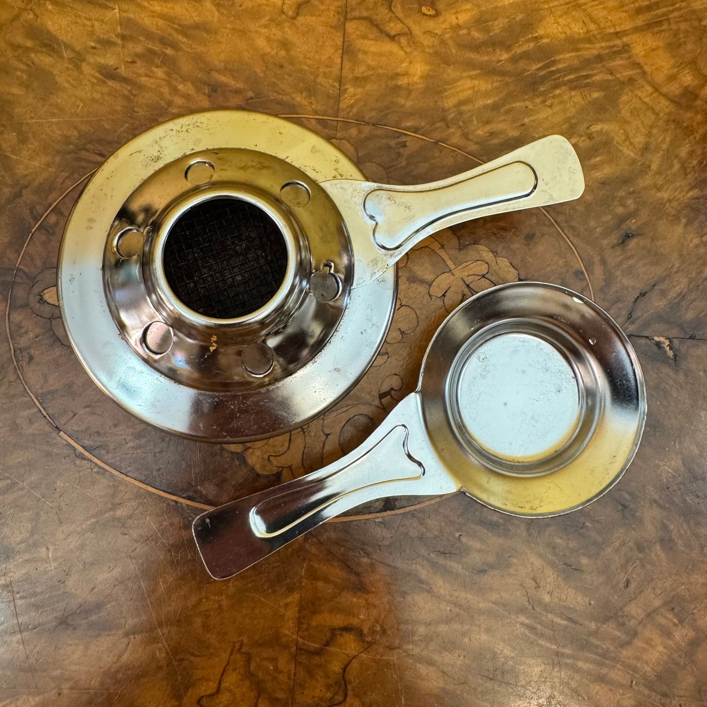 Vintage Stainless Steel Japanese Fondue Pot Set With Skewers