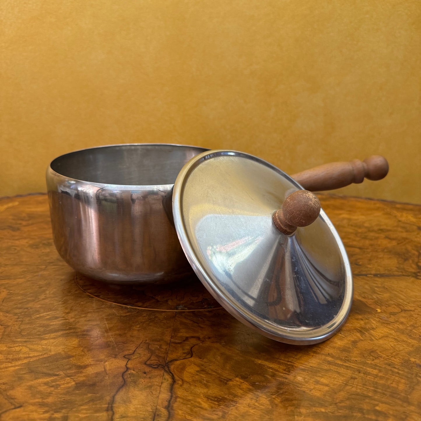 Vintage Stainless Steel Japanese Fondue Pot Set With Skewers