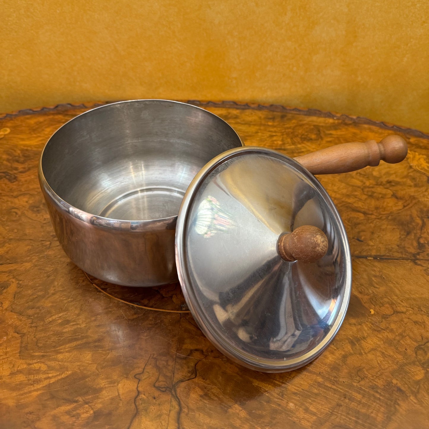 Vintage Stainless Steel Japanese Fondue Pot Set With Skewers