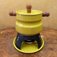 Vintage Yellow Fondue Pot Set With Skewers
