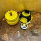 Vintage Yellow Fondue Pot Set With Skewers