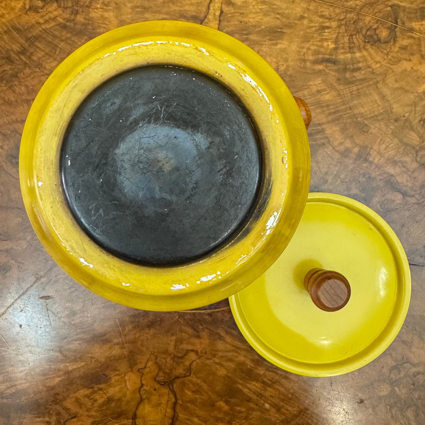 Vintage Yellow Fondue Pot Set With Skewers