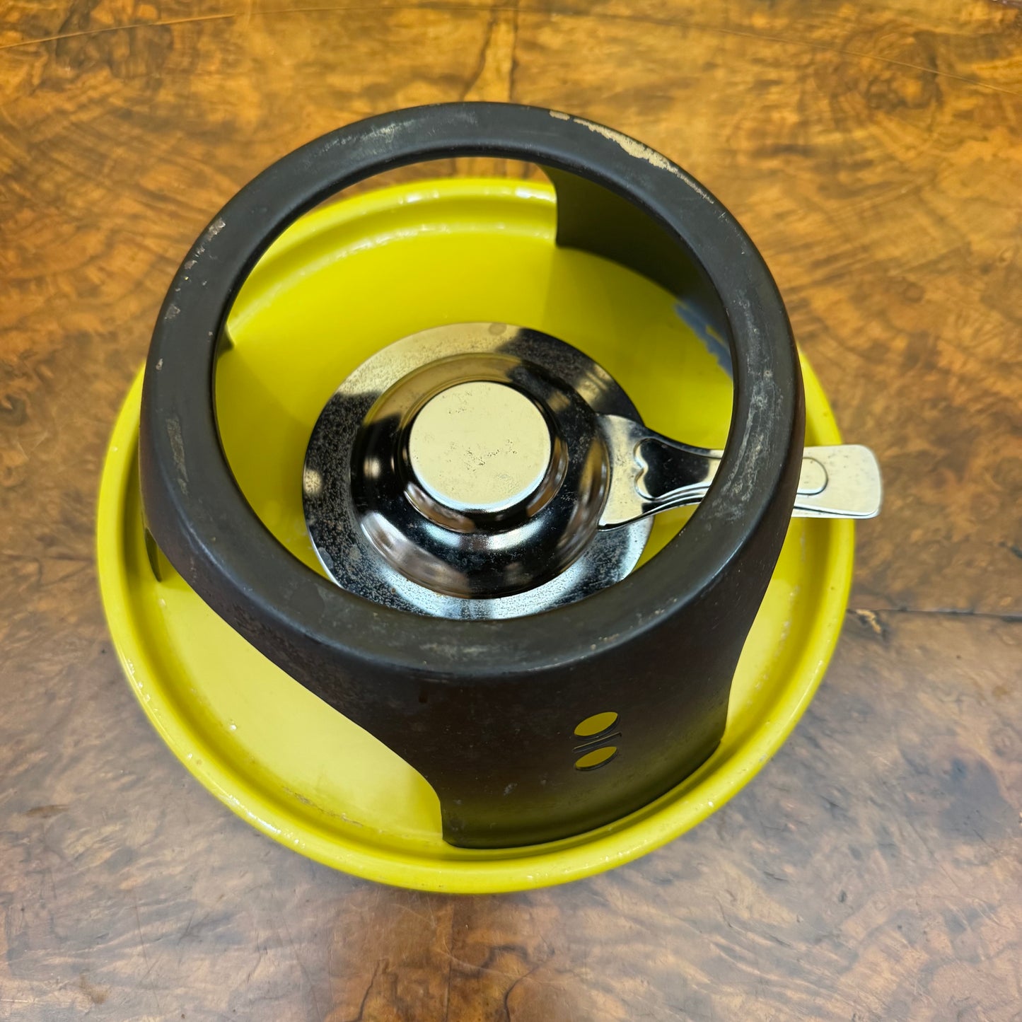 Vintage Yellow Fondue Pot Set With Skewers