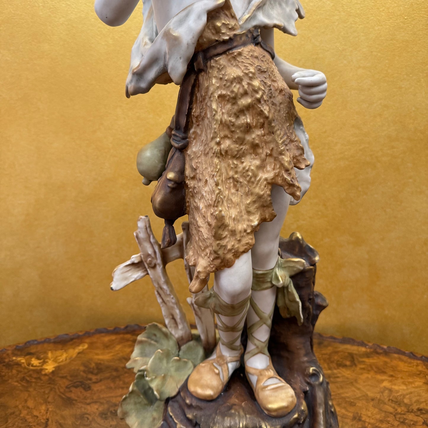 Antique 19th Century Turin Teplitz Young Boy With Pipe Ceramic Large Figure