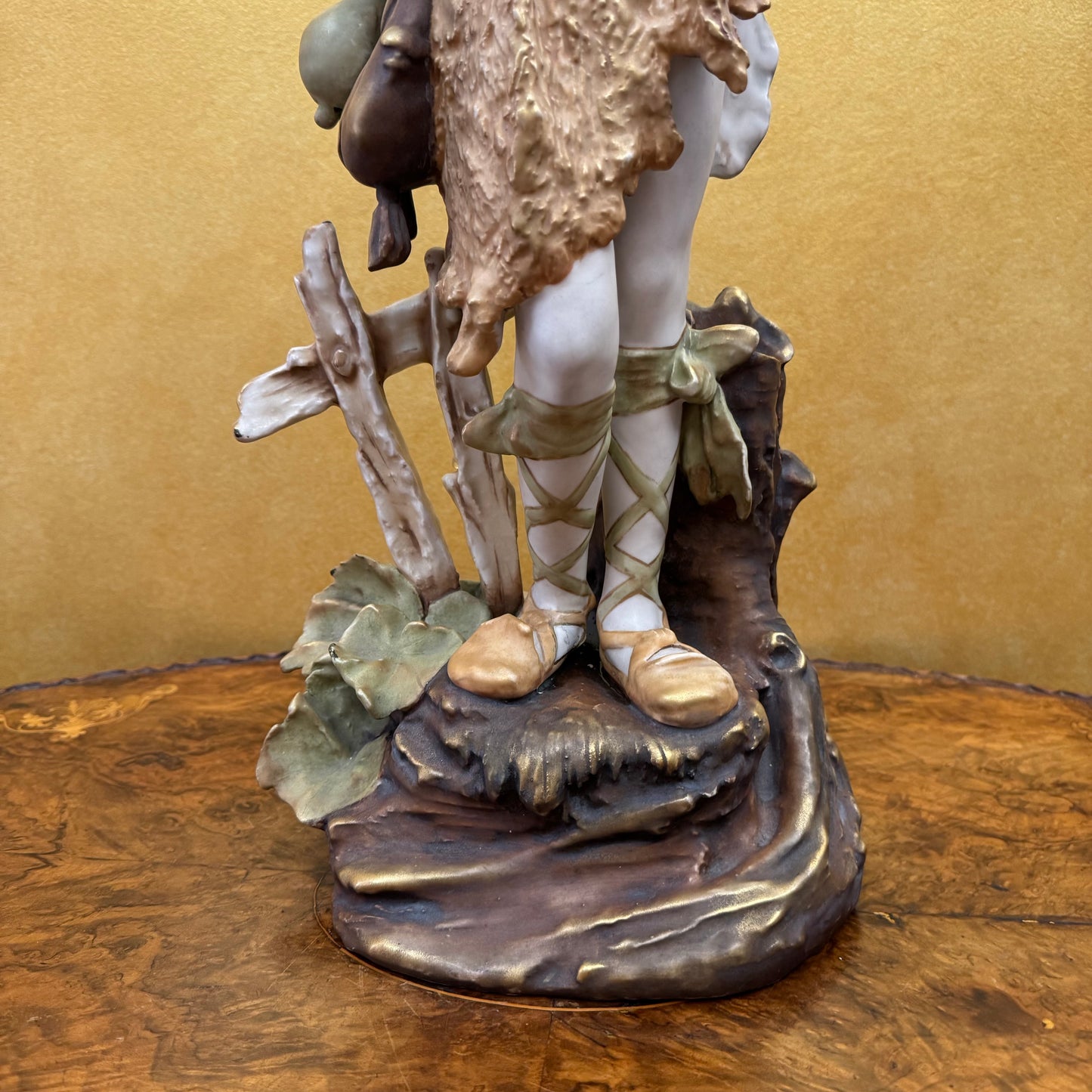 Antique 19th Century Turin Teplitz Young Boy With Pipe Ceramic Large Figure