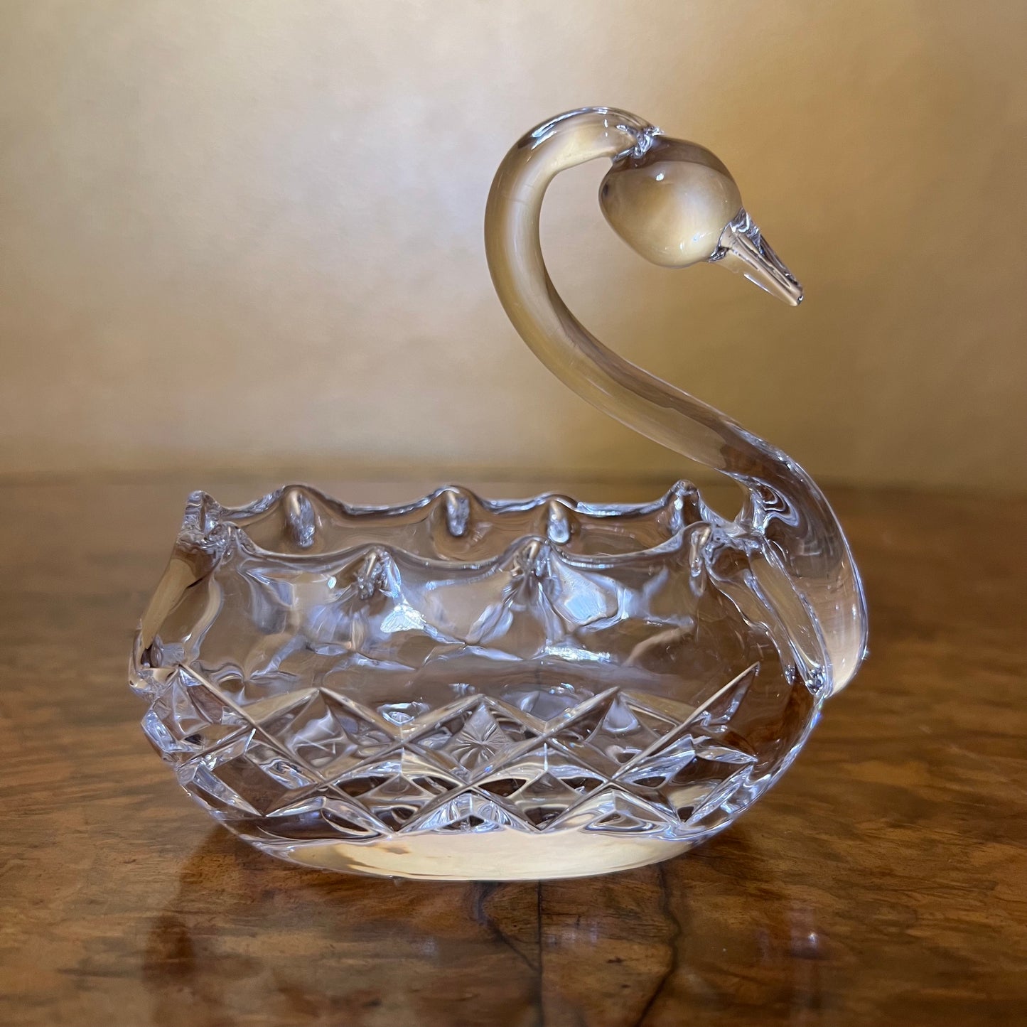 Vintage Crystal Swan Bowl Ornament