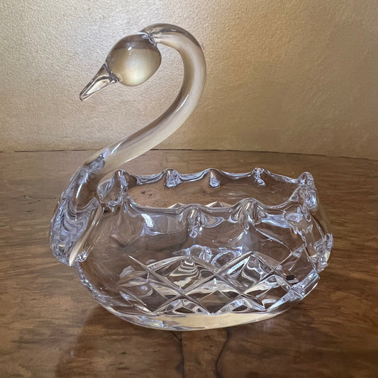 Vintage Crystal Swan Bowl Ornament