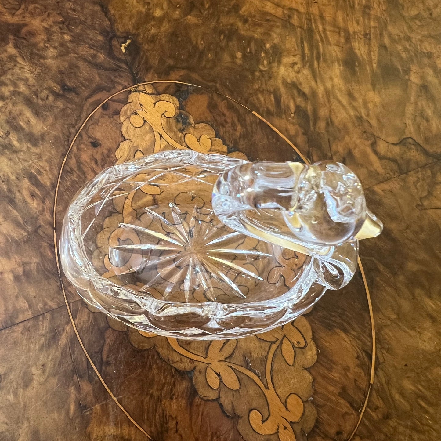 Vintage Crystal Swan Bowl Ornament