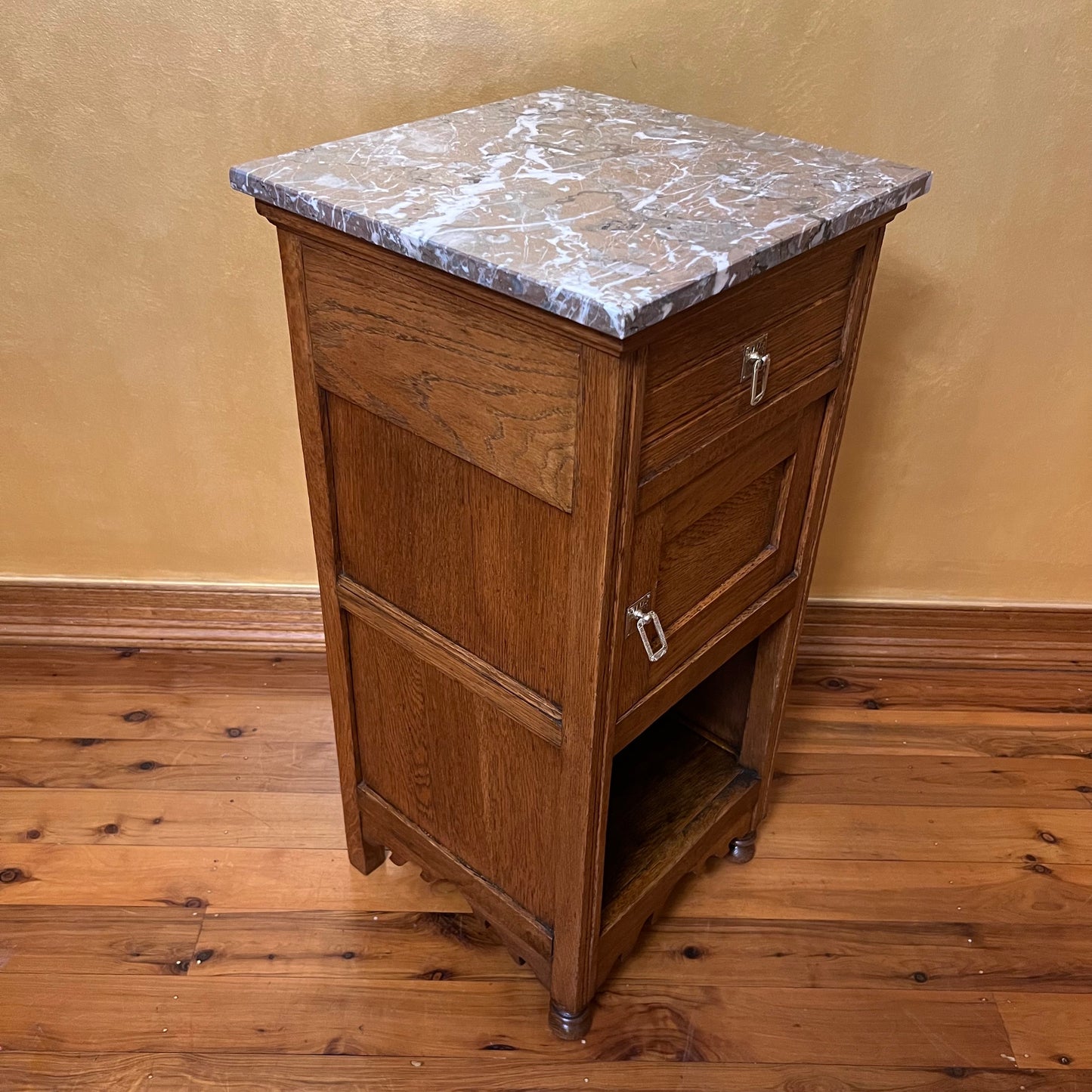 Antique French Marble Top Bedside Table