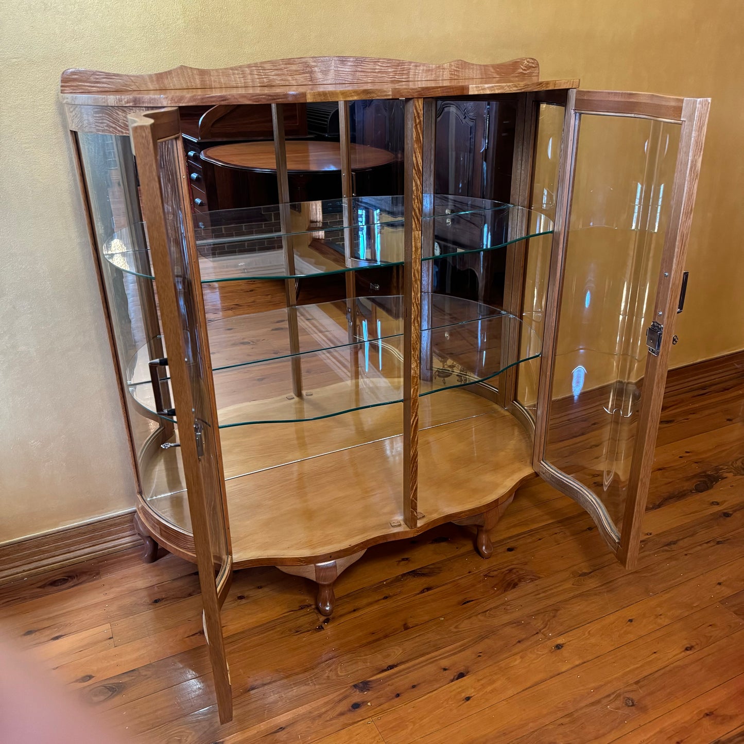 Vintage Queen Anne Glass Display Cabinet