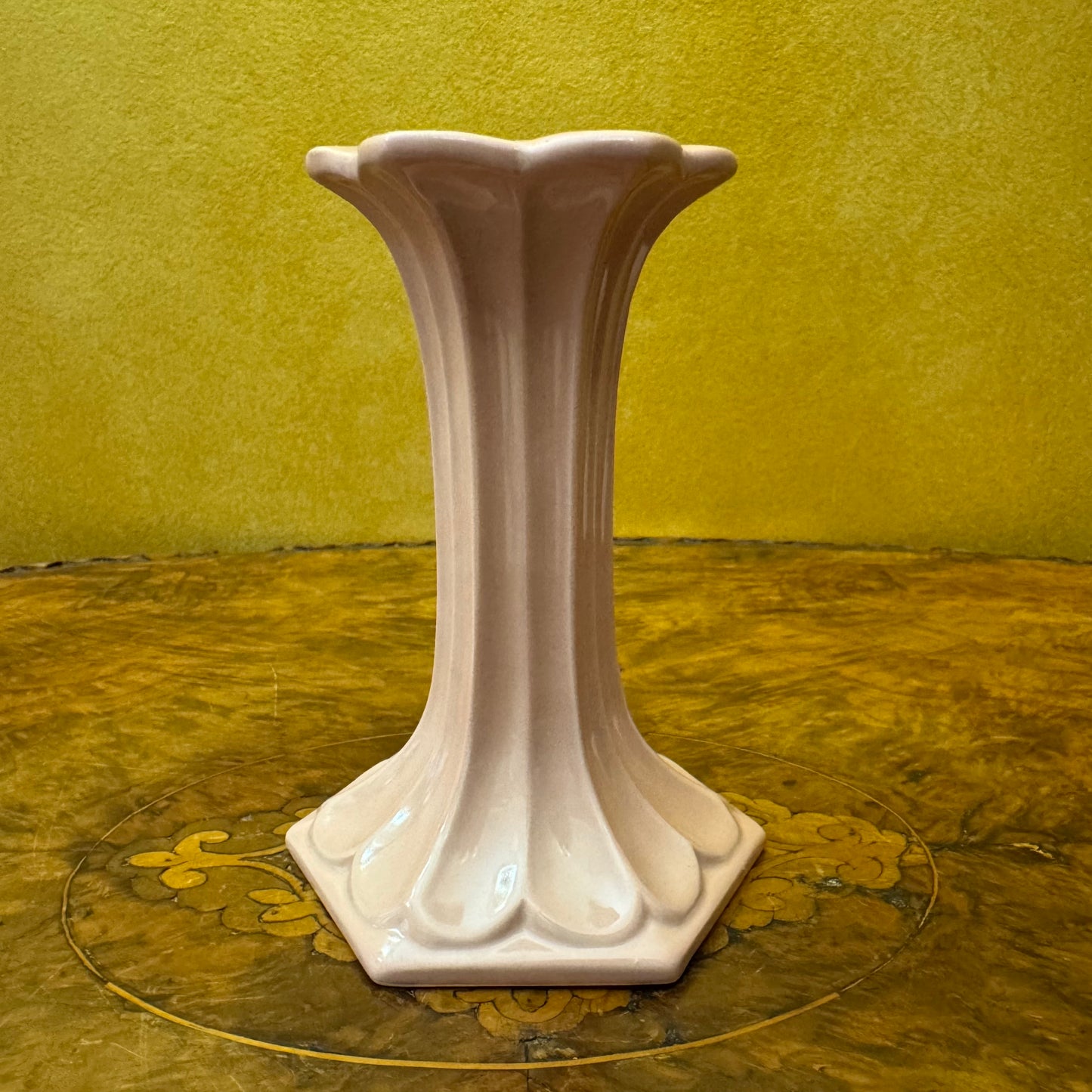 Vintage Pink Porcelain Candle Holders Pair