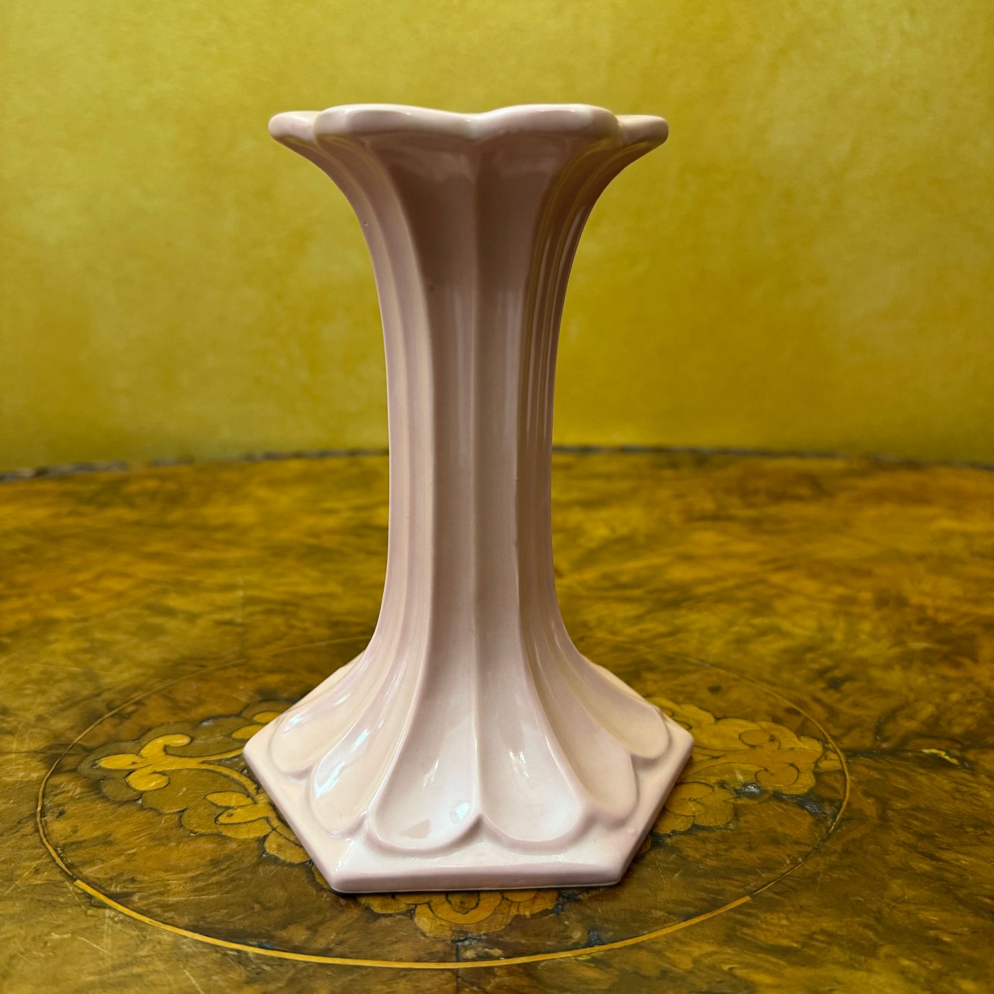 Vintage Pink Porcelain Candle Holders Pair