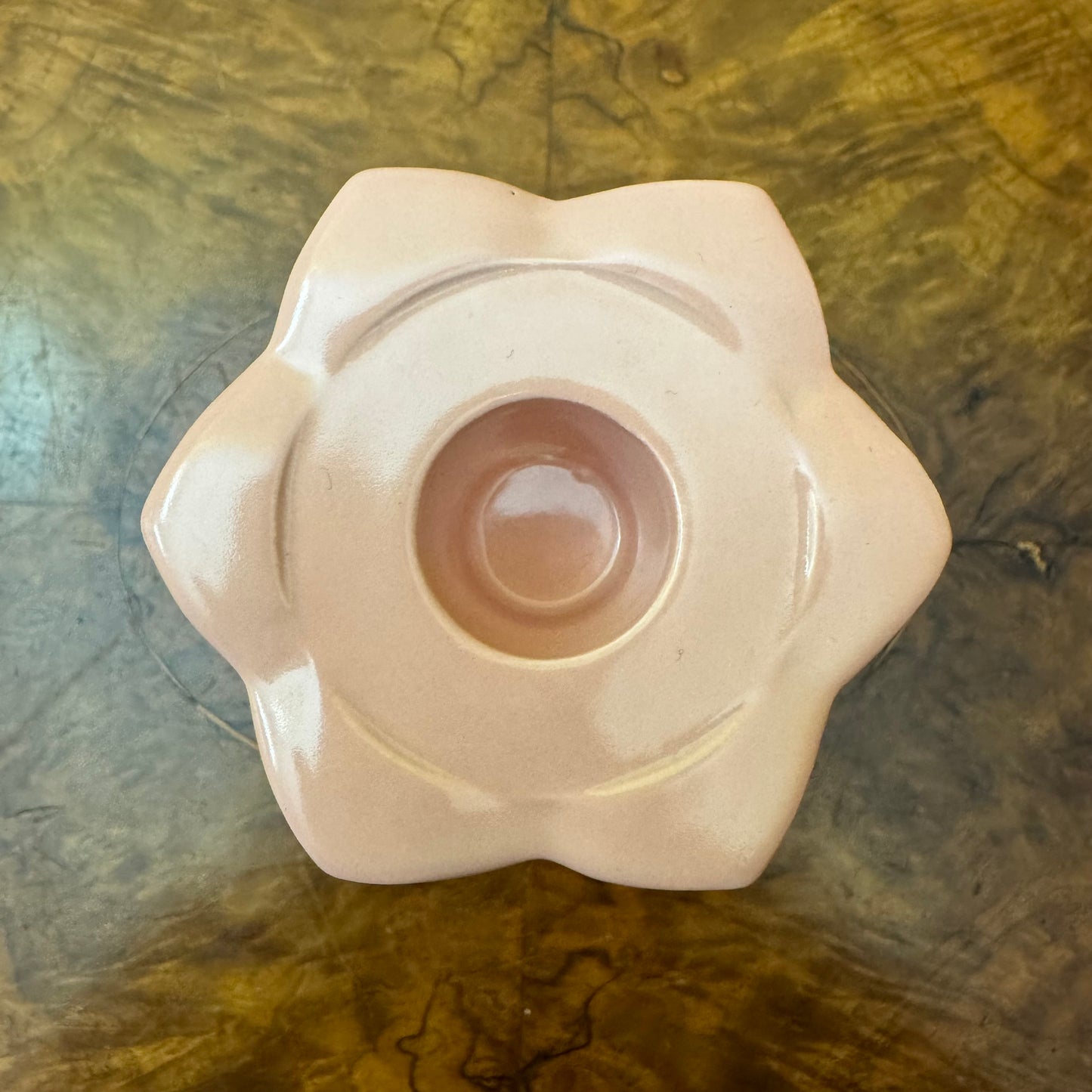 Vintage Pink Porcelain Candle Holders Pair
