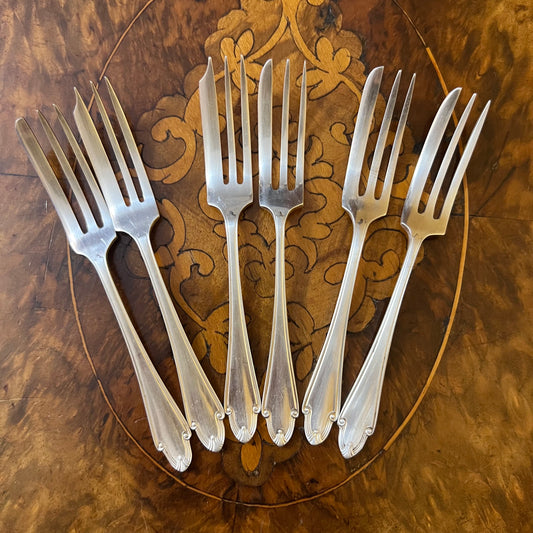 Vintage Silver Plated Desert Forks Set Of Six