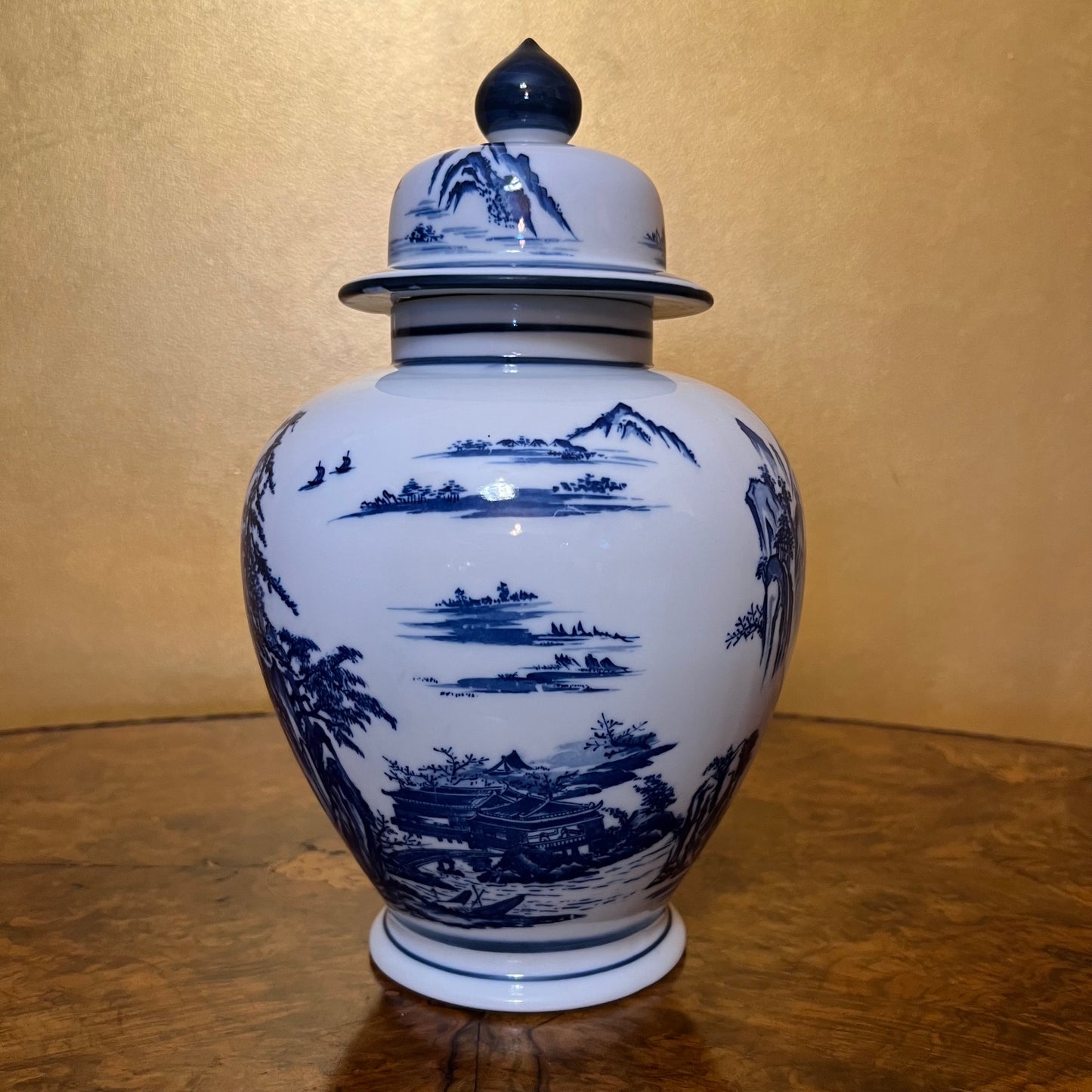 Vintage Chinese Blue White Print Ginger Jar