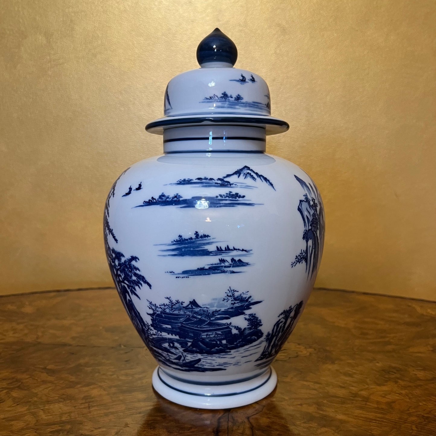 Vintage Chinese Blue White Print Ginger Jar