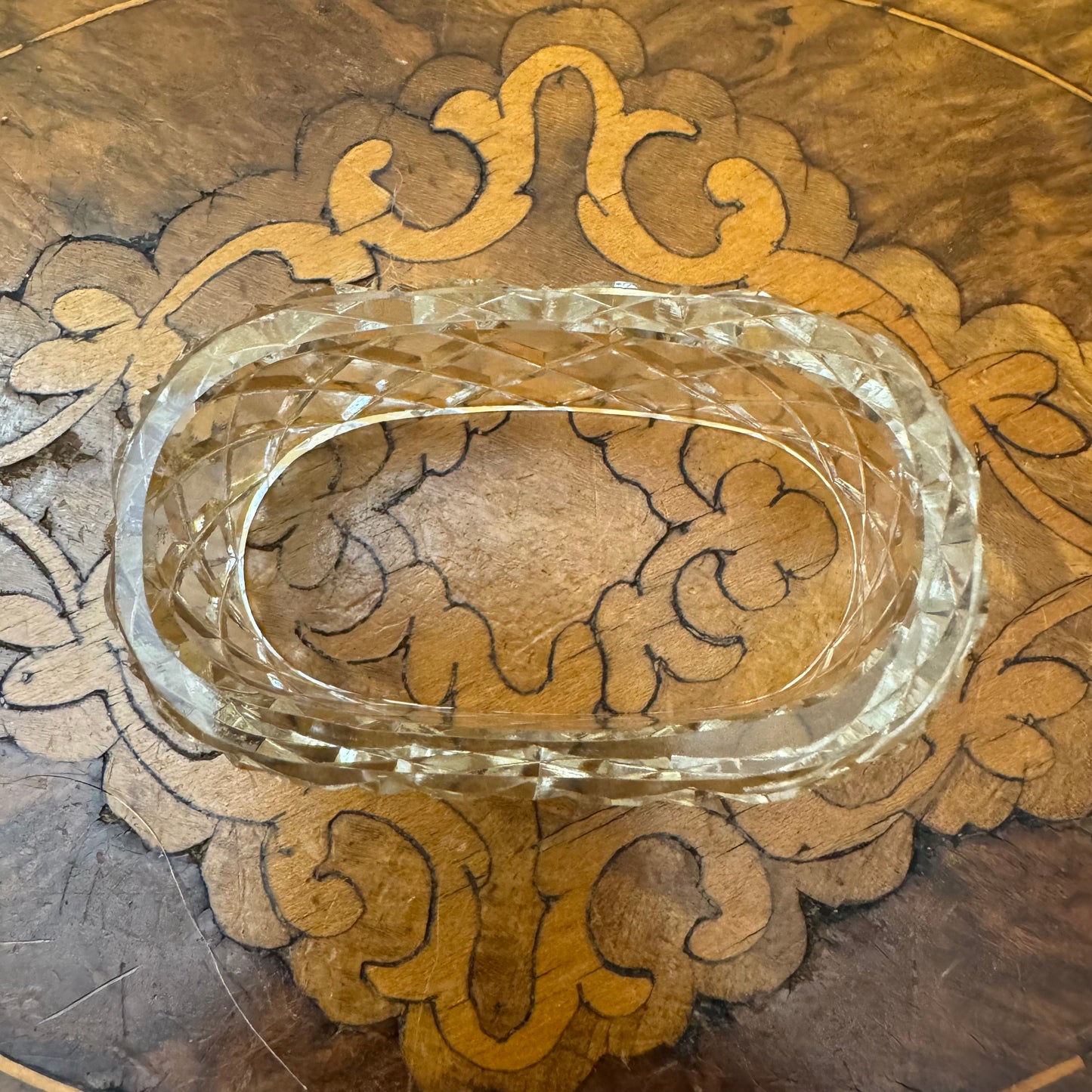 Vintage Crystal Oval Napkin Ring Holder