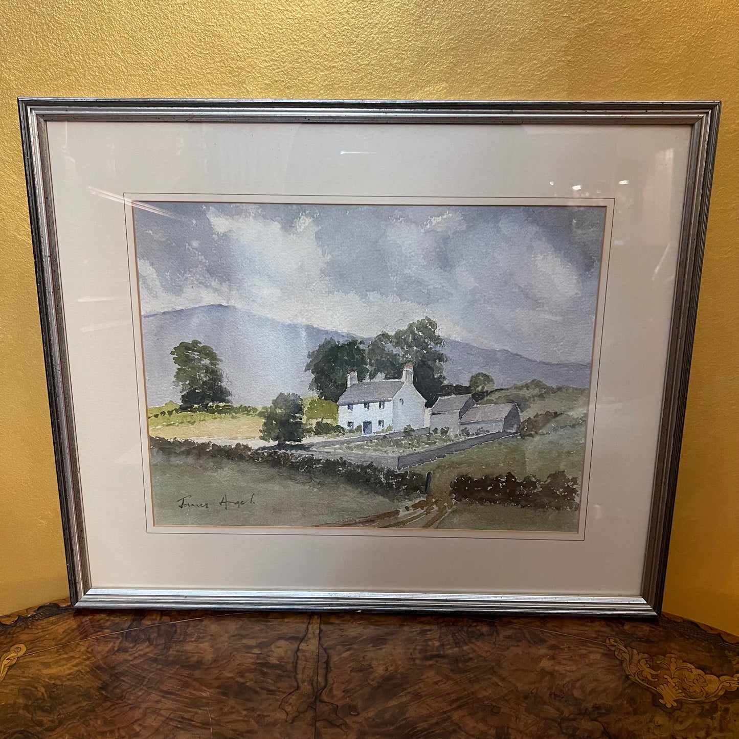 Vintage Farm In The Hills By James Angel Water Painting