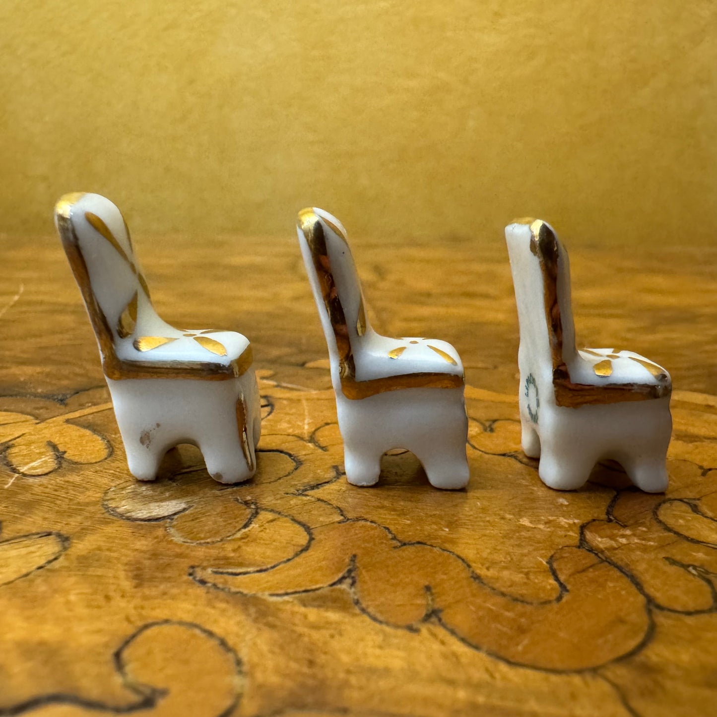 Vintage Limoges Miniature Table & Three Chairs