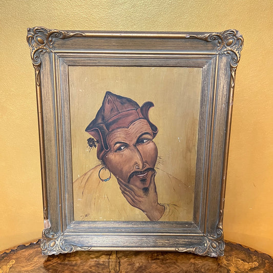 Vintage Egyptian Caricature Portrait Painting