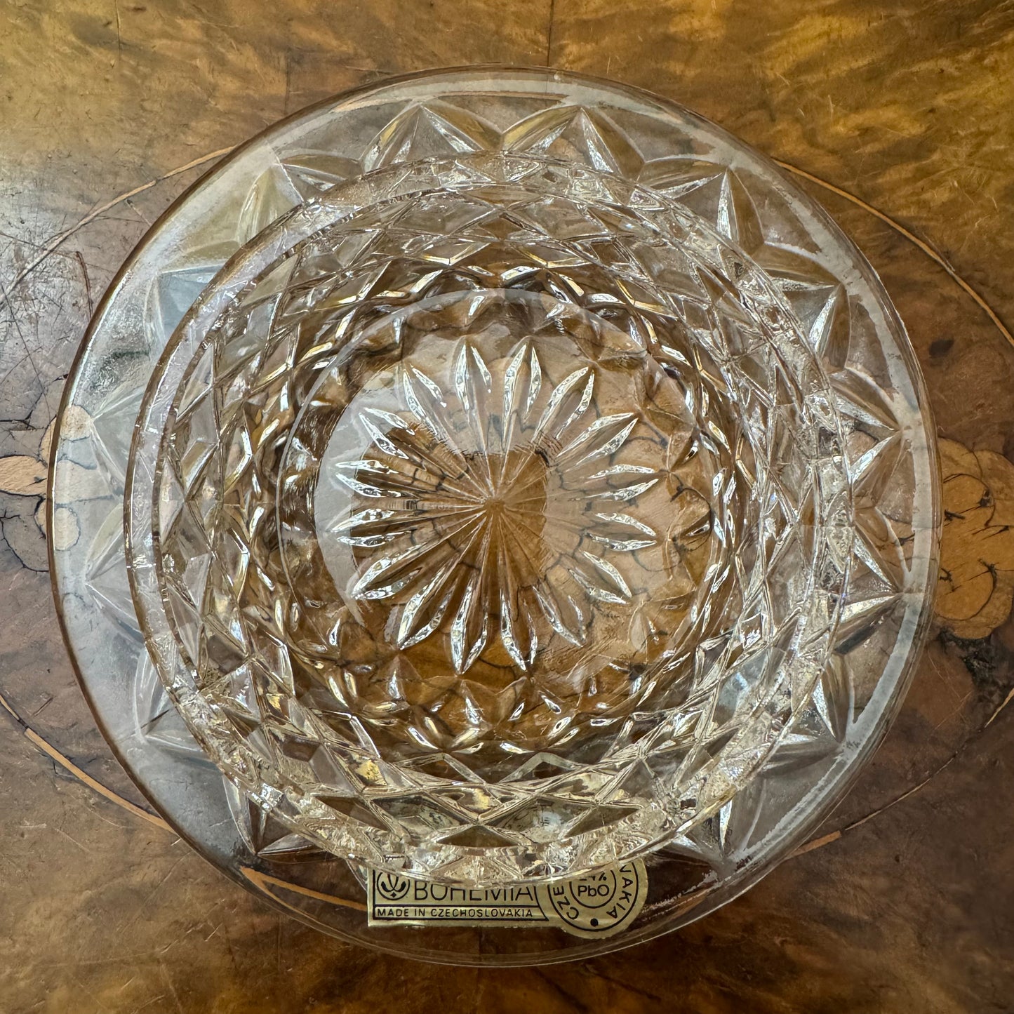 Vintage Bohemia Crystal Sugar Bowl Tray