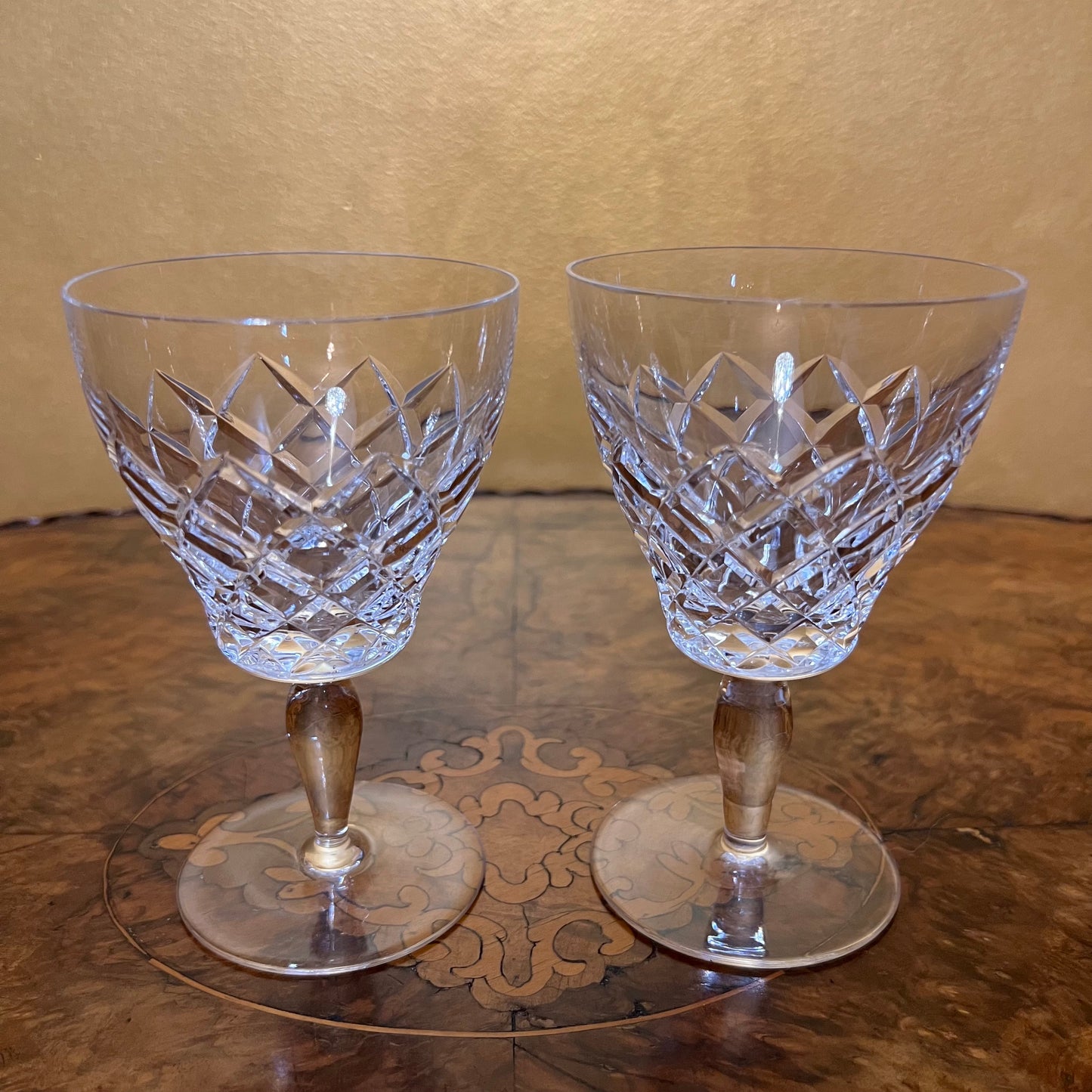 Vintage Crystal Wine Glasses Pair
