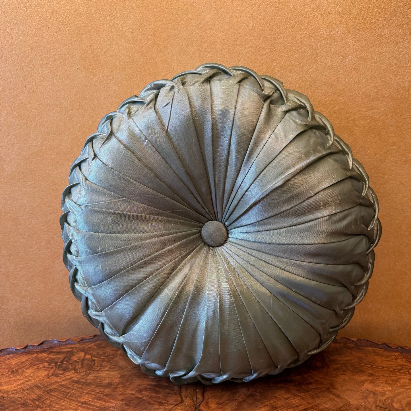 Green Tufted Round Decorative Pillow