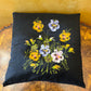Black Floral Print Square Pillow