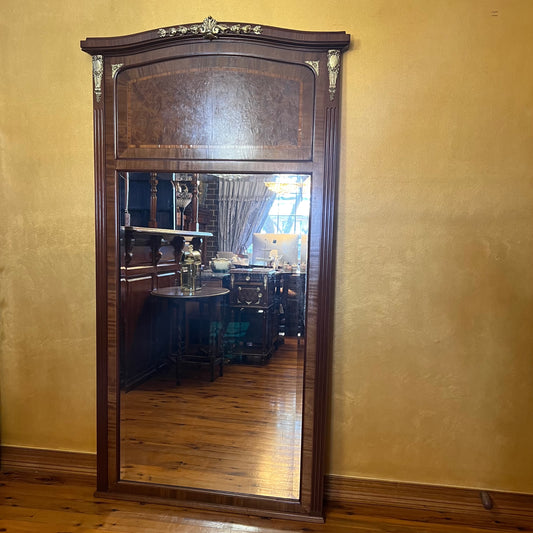 Antique French Mahogany Amboiner Large Mirror