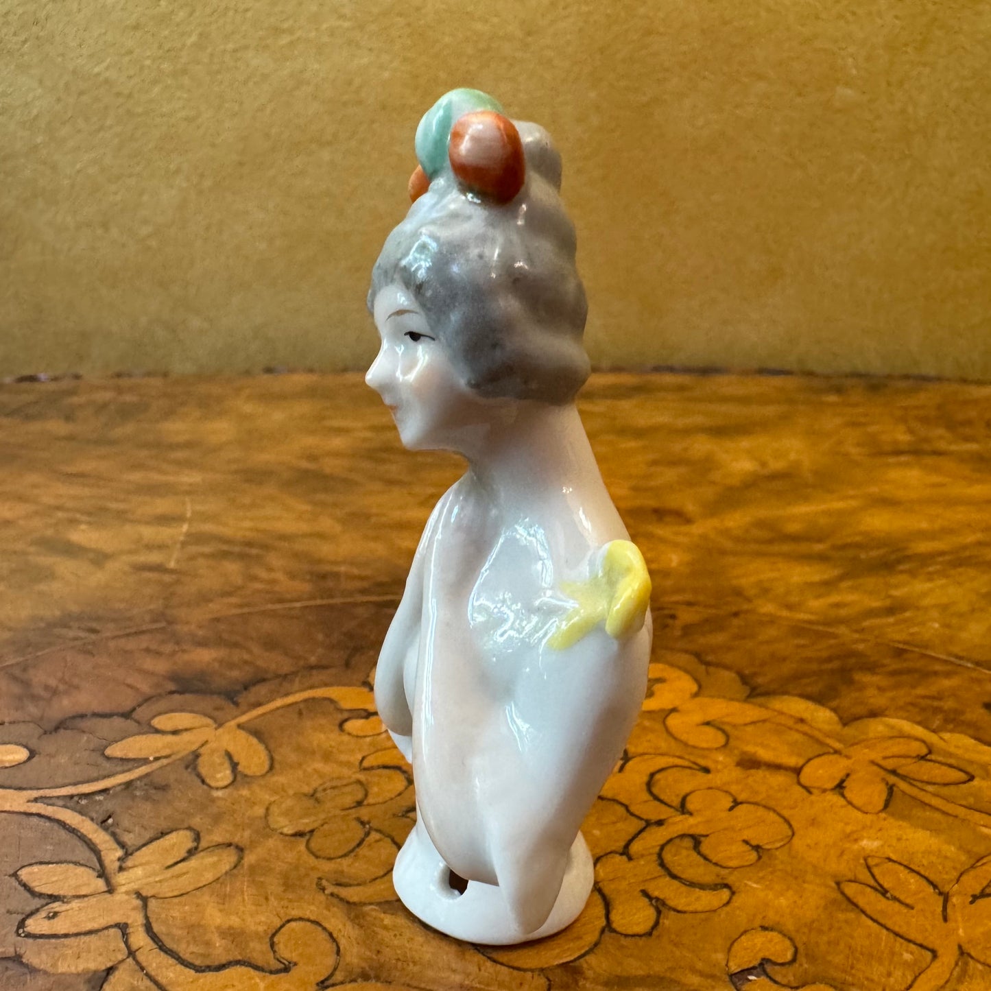 Antique 1920s Porcelain Half Doll Pin Cushion