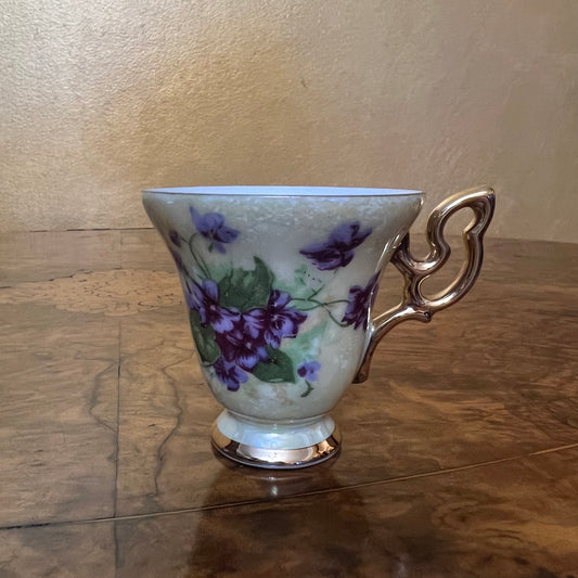 Vintage Japanese Floral Pearl Coffee Cup