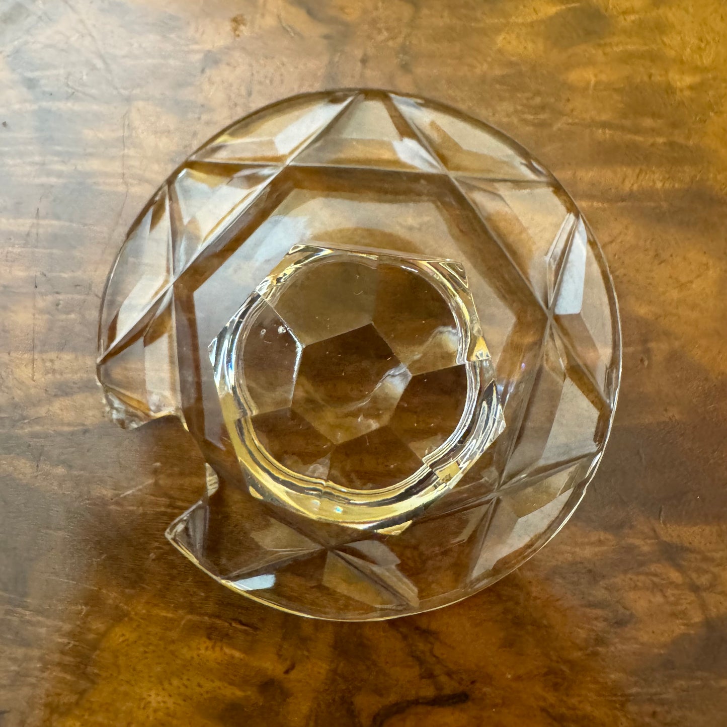 Vintage Crystal Cut Sugar Honey Pot