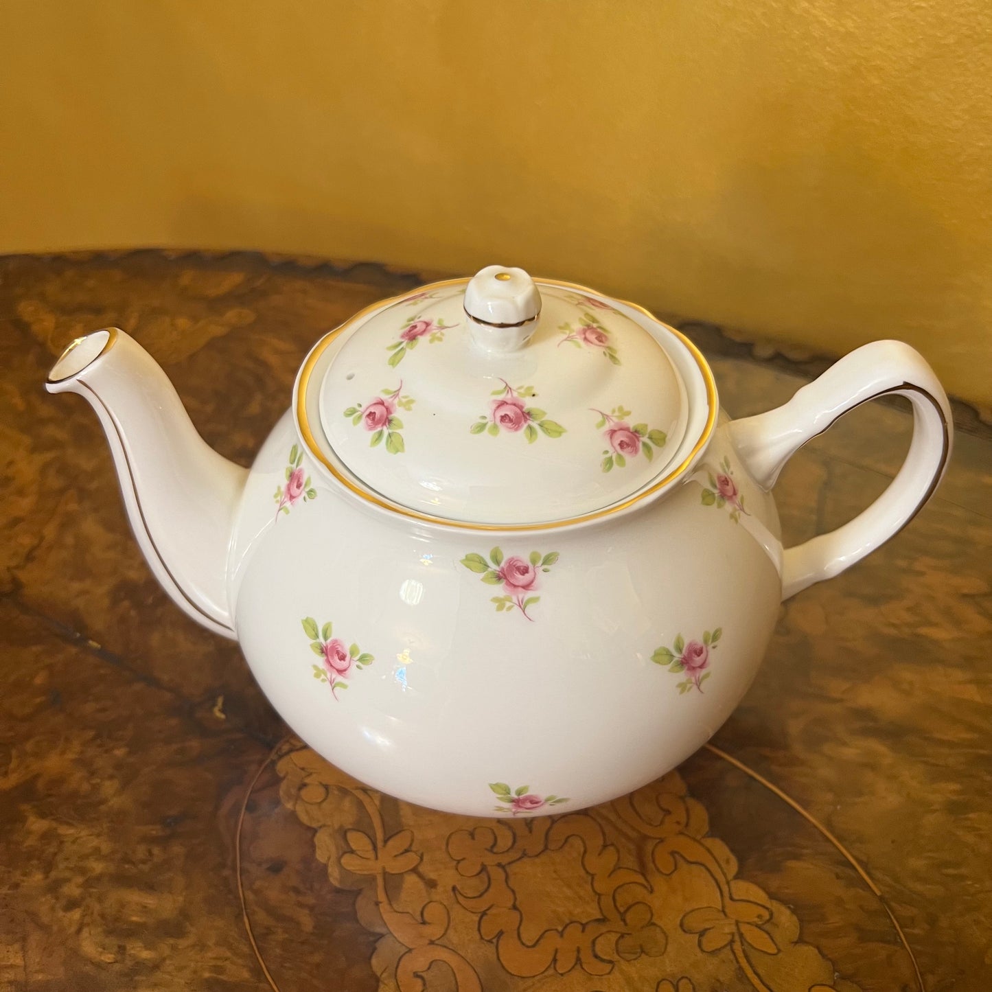 Vintage Duchess Rose Print Tea Pot, Milk & Sugar Set