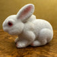 Vintage White Flocked Bunny Figurine Money Box