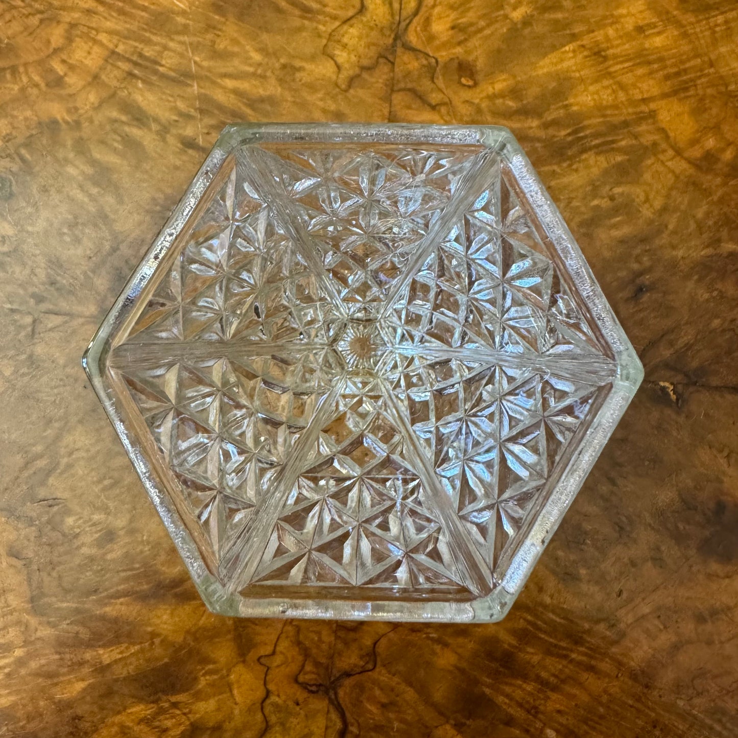 Vintage Depression Glass Hexagon Vase