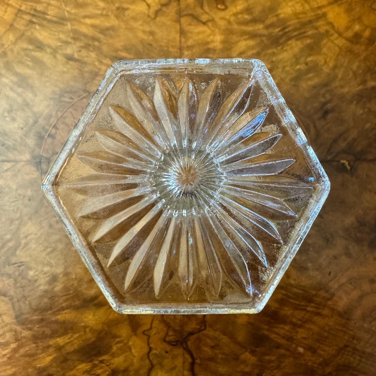 Vintage Depression Glass Hexagon Vase
