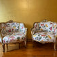 Antique French Gold Gilt Bergees Tub Chairs Pair