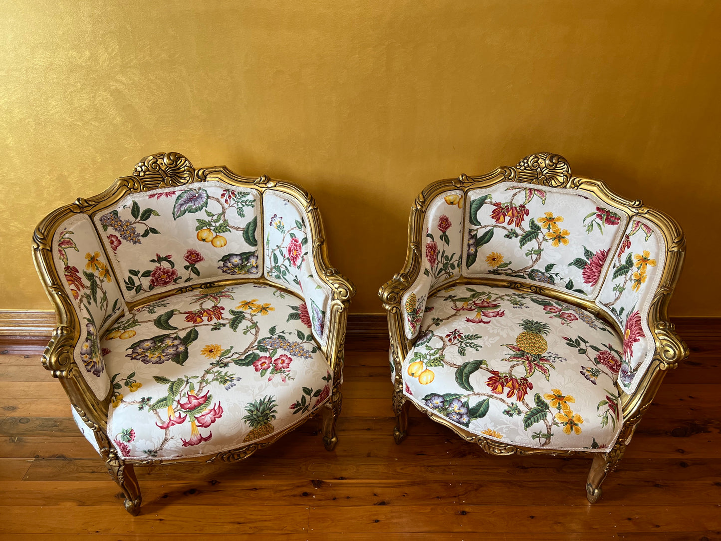 Antique French 24K Gold Gilt Six Piece Lounge & Bedroom Suite