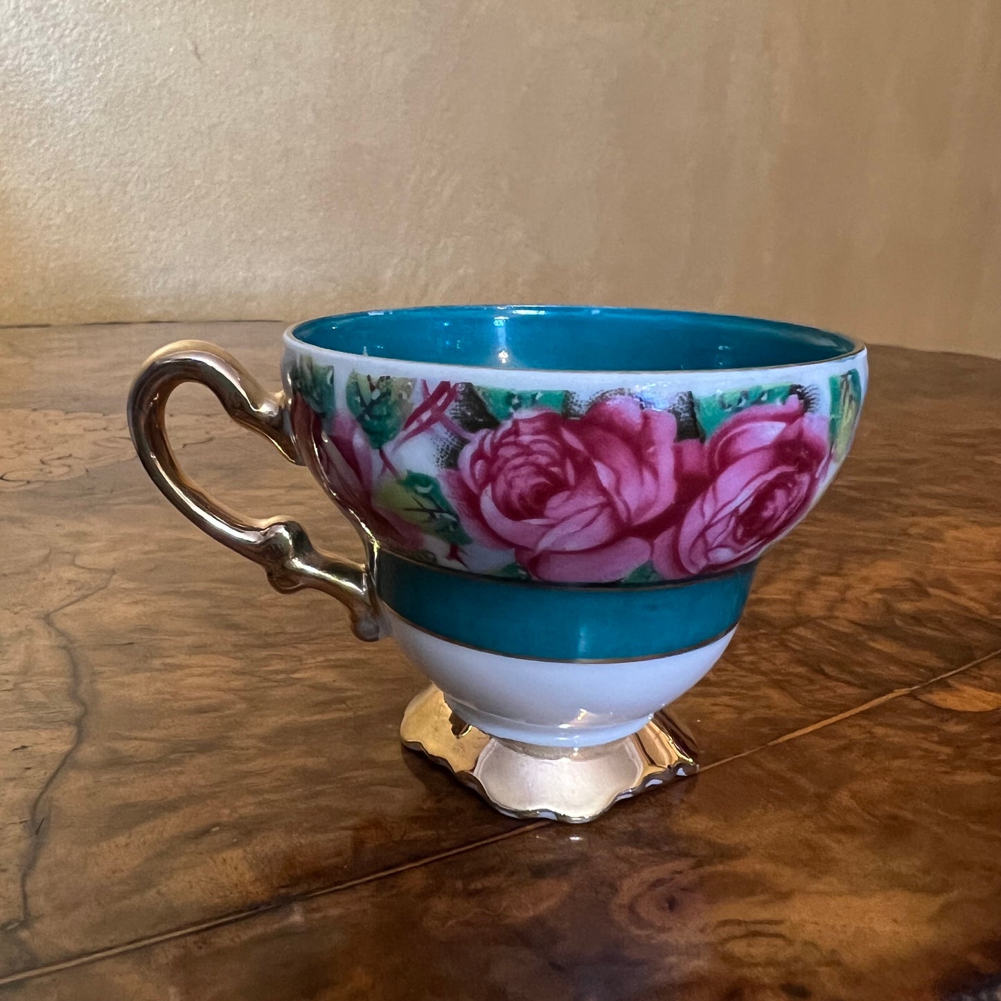 Vintage Japanese Rose Print Small Tea Cup & Saucer