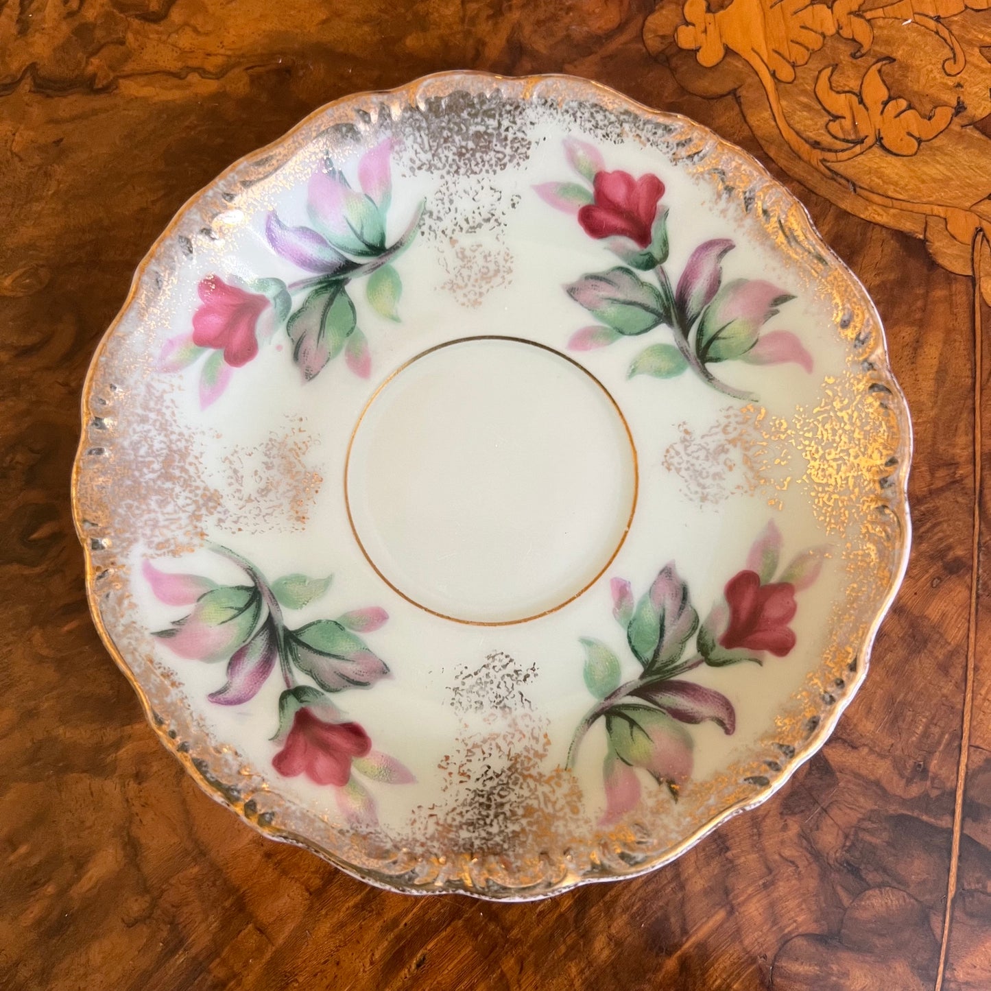 Vintage Japanese Rose Print Small Tea Cup & Saucer